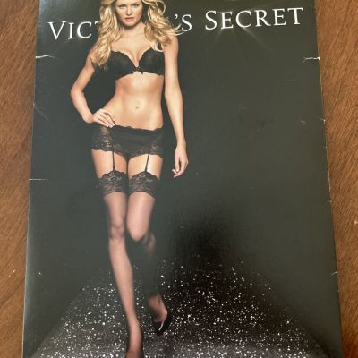 Victoria's Secret size A BLACK LACE TOP Thigh High stockings SILKY SEDUCTIVE New